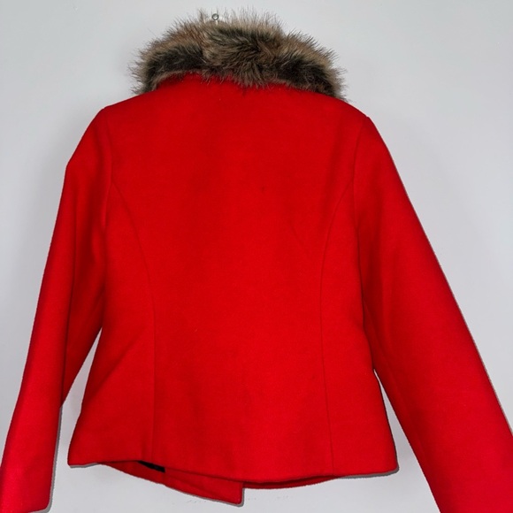 Red girls Jacket with Faux Fur Collar - Picture 2 of 5